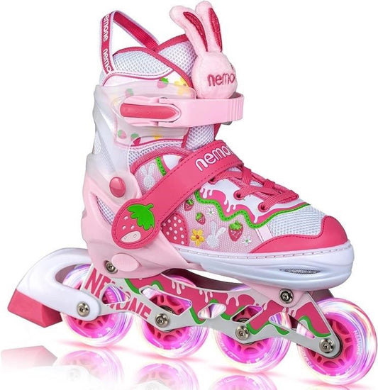 NEMONE BUNNY STRAWBERRY INLINE SKATES -  SIZE 3Y-6Y US 