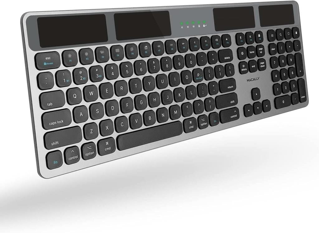 Macally Aluminum Solar Powered Slim Bluetooth Keyboard for Mac