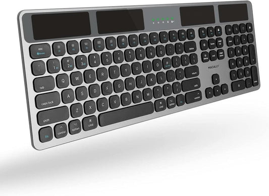 Macally Aluminum Solar Powered Slim Bluetooth Keyboard for Mac