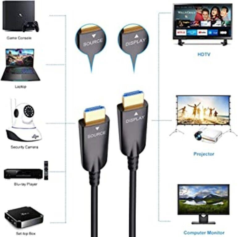 DTECH Fiber Optic HDMI Cable 50ft/15m