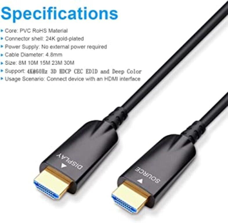 DTECH Fiber Optic HDMI Cable 50ft/15m
